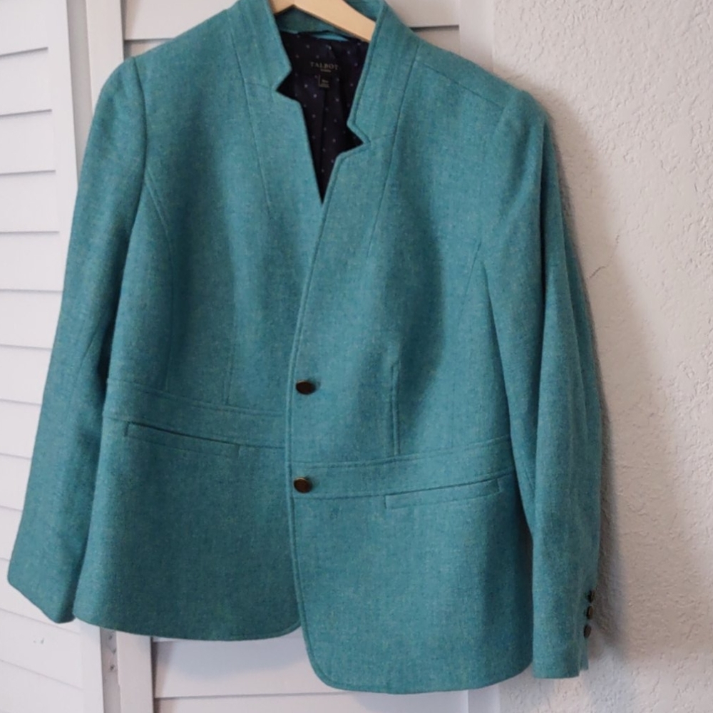 Talbot's Teal/turquoise wool blend jacket 16w